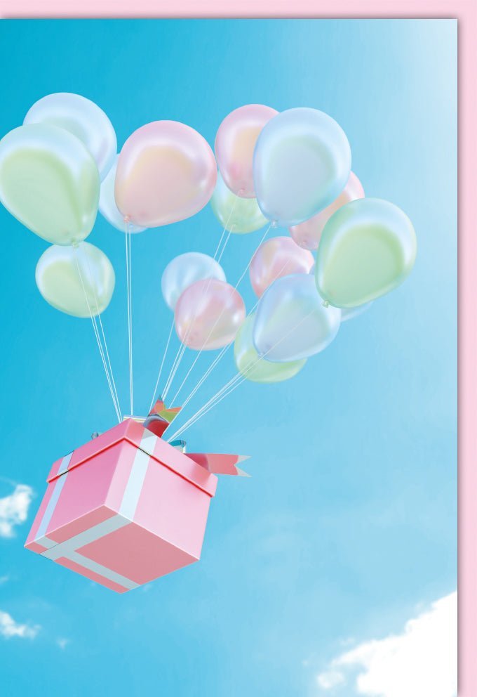 Blankokarte Luftballons: Pastell-Himmel-Motiv für Feiern & Glückwünsche – Perfekt für Kinder & Erwachsene in Rosa & Blau mit Kuvert