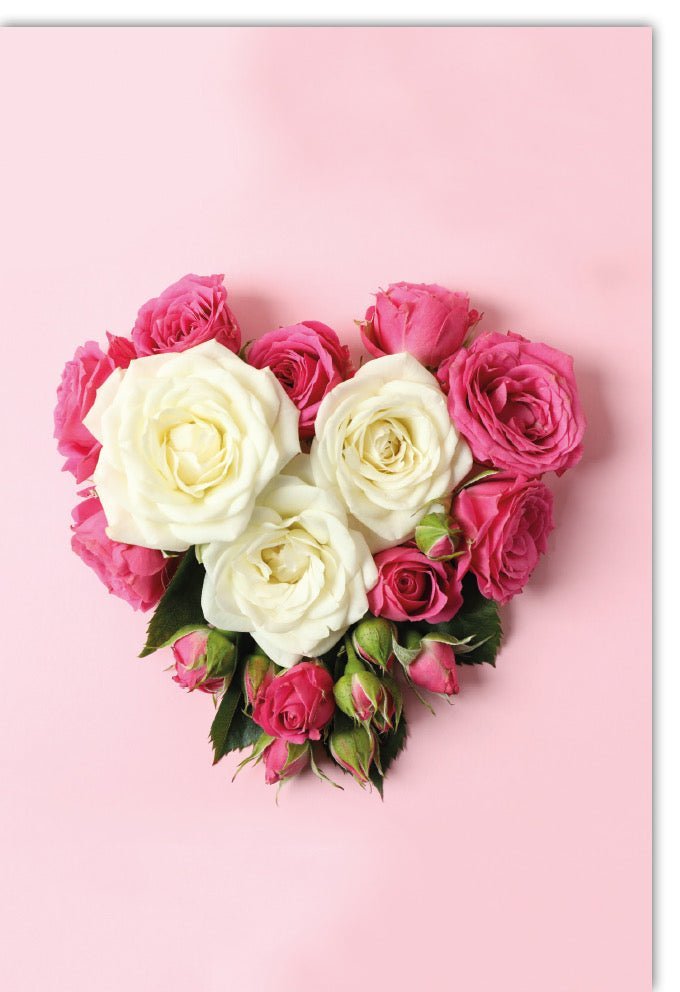 Blankokarte Rosenherz Design: Muttertag, Hochzeit, Valentinstag – Naturmotiv Blumenherz für Frühlings-/Sommerglückwünsche
