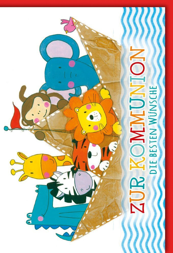 Kommunionskarte – Liebevoll gestaltete Doppelkarte für besondere Glückwünsche, inklusive passendem Kuvert.