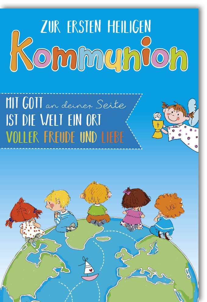 Erstkommunion Karte Kinder – Segenswünsche & Christliche Festlichkeit. Liebevolle Motive, inklusive passendem Kuvert.