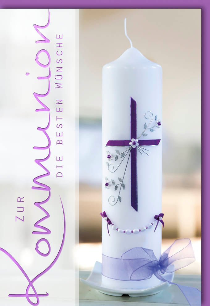 Kommunionskarte: Glaube & Hoffnung mit Folienprägung – Zur Kommunion die besten Wünsche, inkl. farblich passendem Kuvert