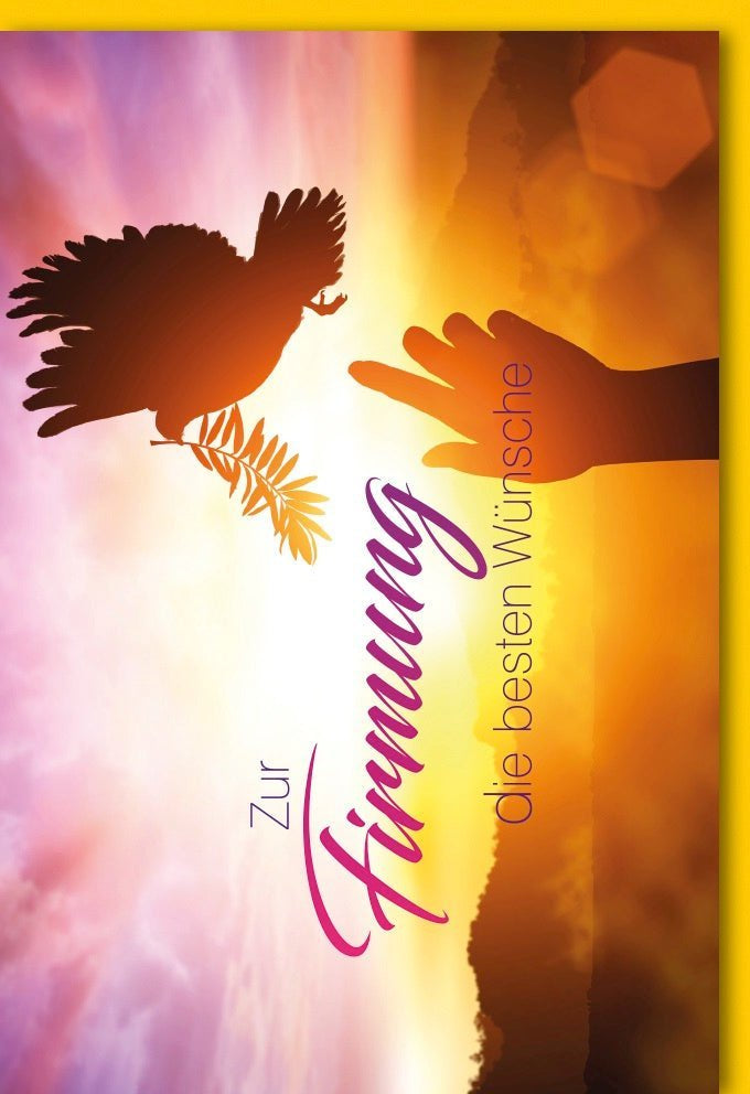Firmungskarte – Spirituelle Grußkarte mit Taube & Sonnenuntergang, Segenswünsche zur Glaubensfeier, inkl. farblich passendem Kuvert