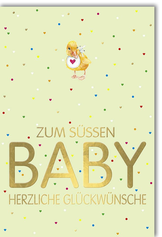 Geburtskarte "Zum süssen Baby Herzliche Glückwünsche" – Elegantes Design mit edler Folienprägung & passendem Kuvert