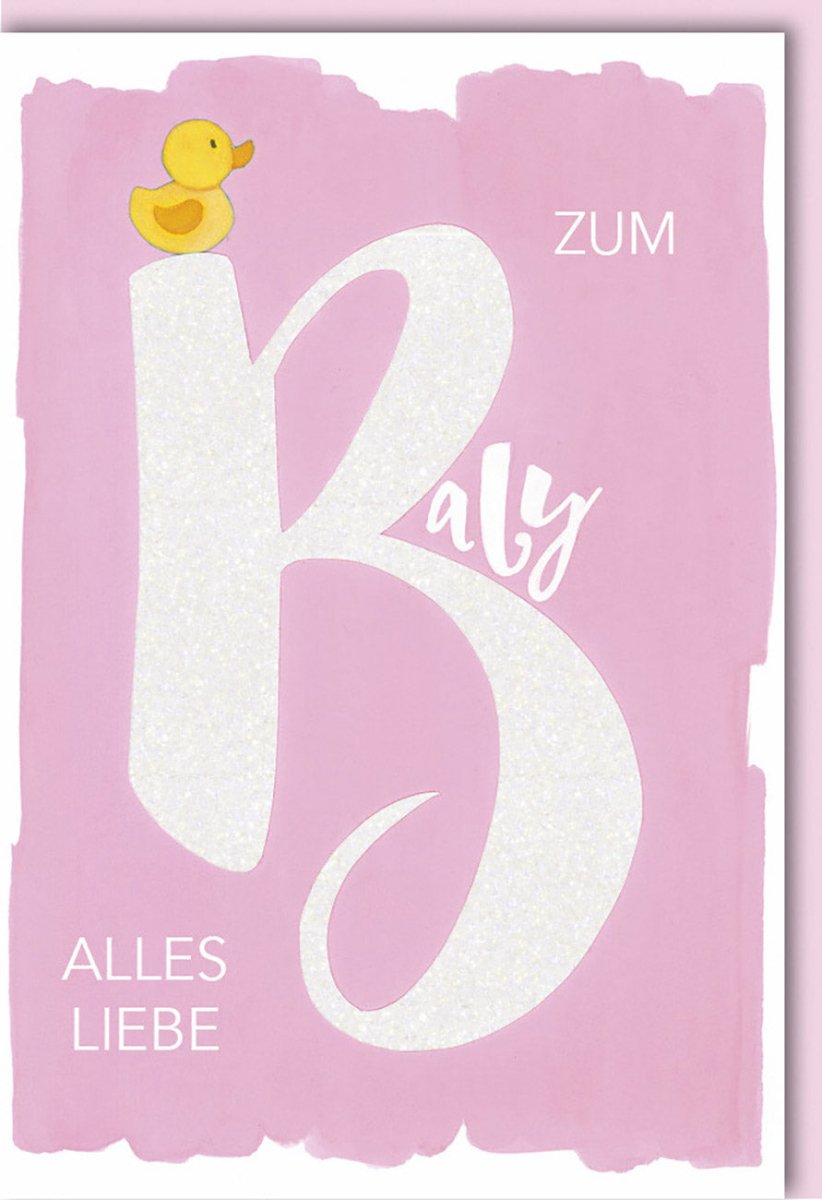 Geburtskarte – Neutrale Glückwunschkarte mit Glitzerlack & Naturkarton für Babyparty & Neugeborene, inklusive Kuvert
