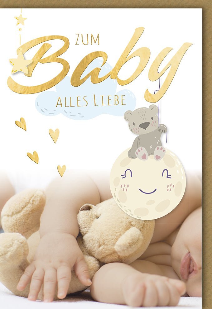 Geburtskarte – Liebevolle Babykarte mit Folienprägung für herzliche Glückwünsche & bleibende Erinnerungen. Inkl. farblich passendem Kuvert.