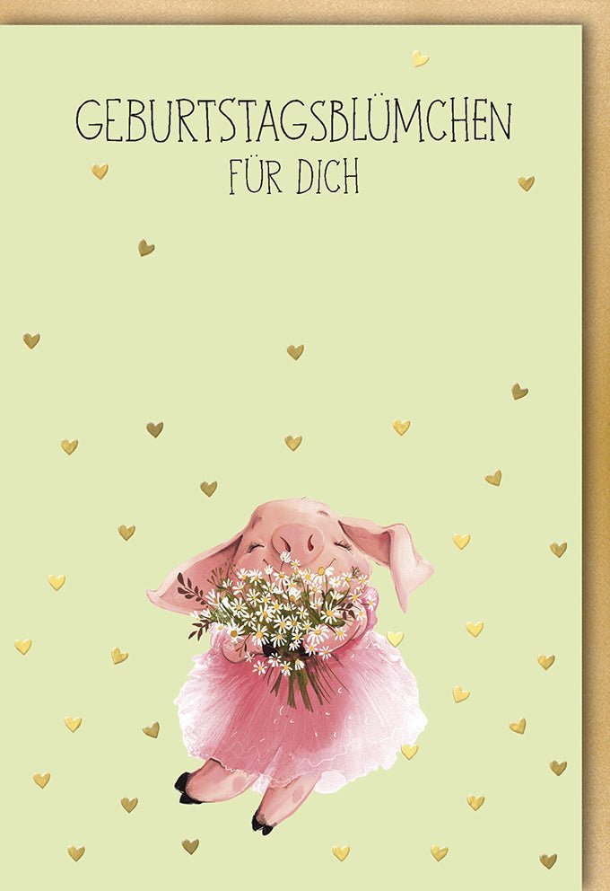 Geburtstagskarte "Geburtstagsblümchen für dich" - Floral, elegant mit Folienprägung & Kuvert für herzliche Glückwünsche