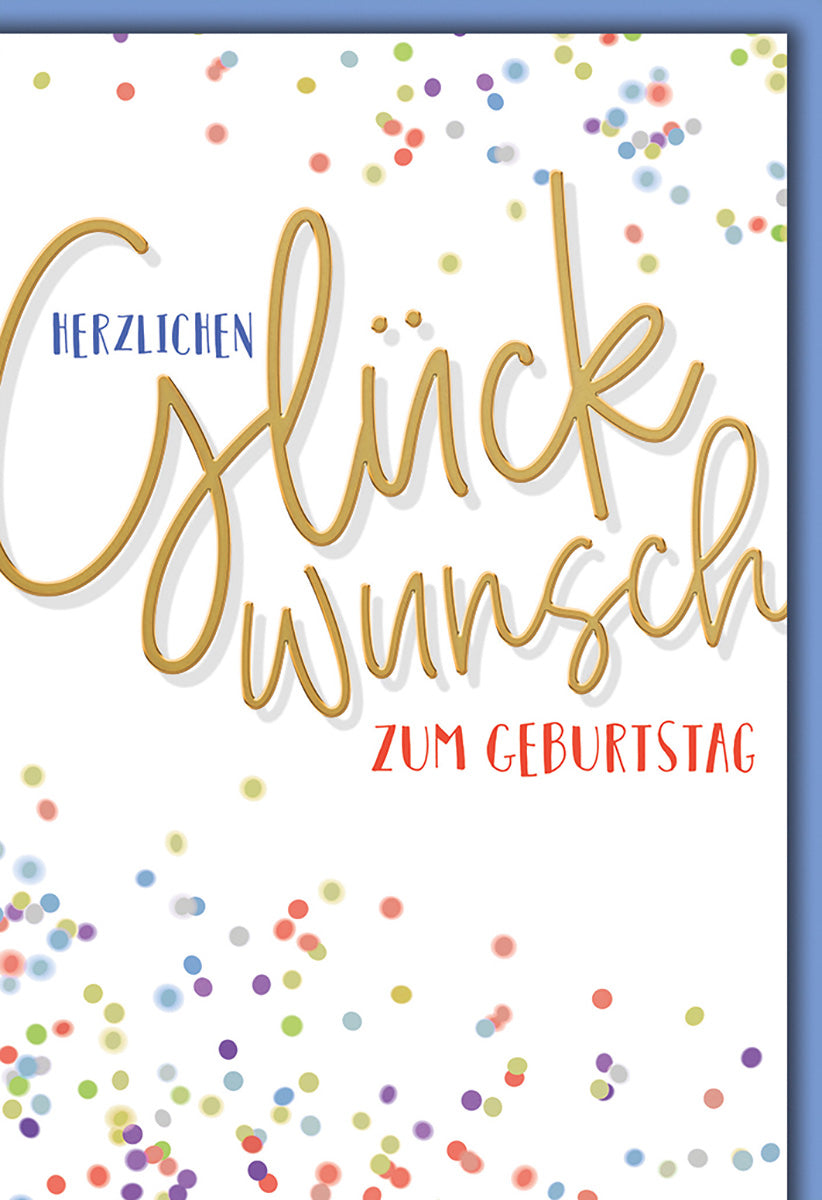 Geburtstagskarte Bunte Konfetti: Stilvolle Schrift, Fröhliche Farben – Perfekt für Jeden Geburtstag