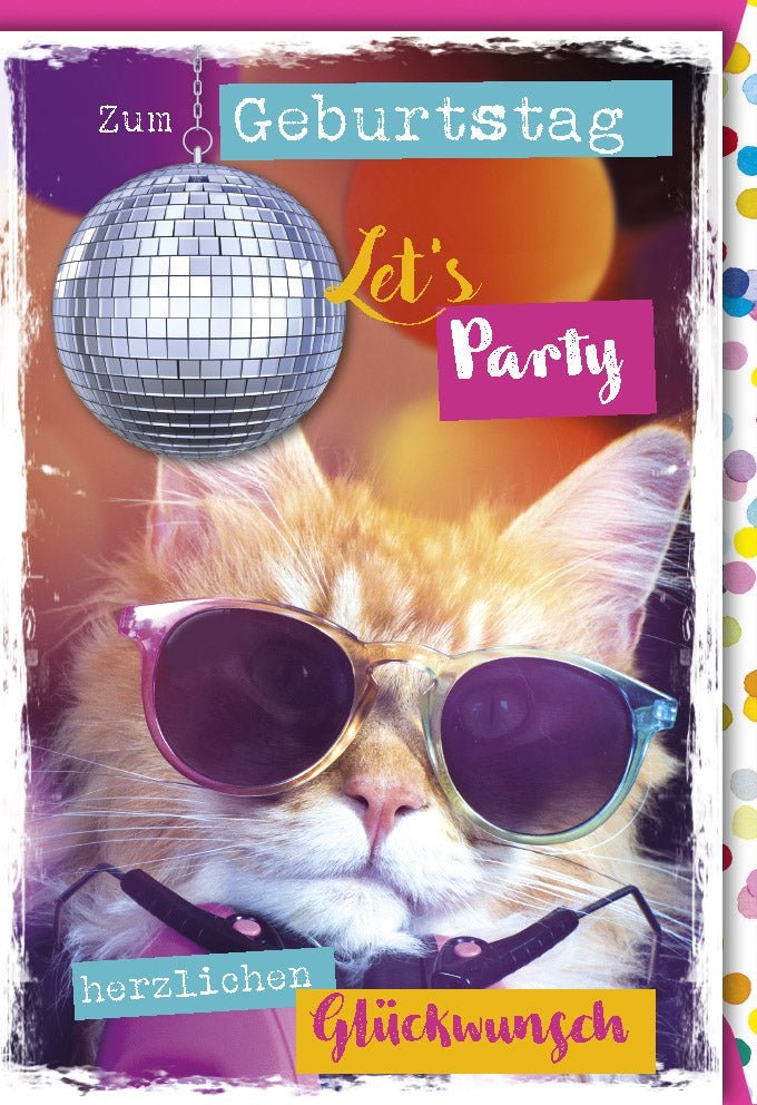 Geburtstagskarte "Let's Party" mit Kuvert – Exklusive Grußkarte für unvergessliche Glücksmomente und Lebensfreude