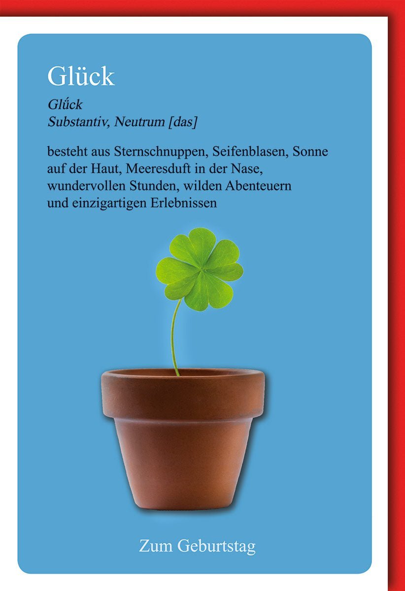 Geburtstagskarte: Glücksmomente mit Kleeblatt, Seifenblasen & Meeresduft – Einzigartige Erlebnisse für unvergessliche Geburtstagsgrüße