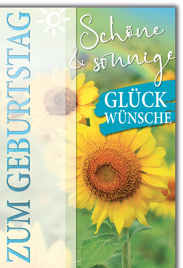 Geburtstagskarte Elegant: Leuchtende Sonnenblume mit sonnigen Glückwünschen