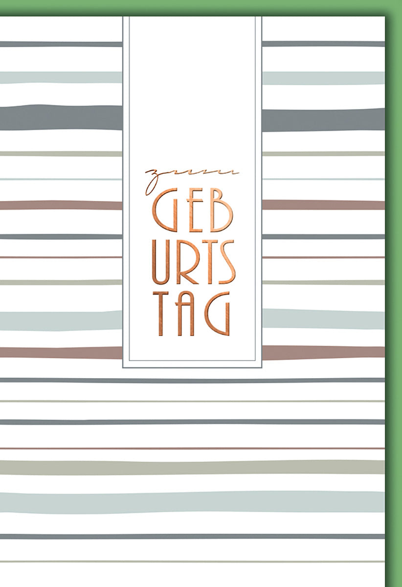 Geburtstagskarte: Elegante Streifen in Pastellfarben mit Kupferakzenten für stilvolle Geburtstagsgrüße