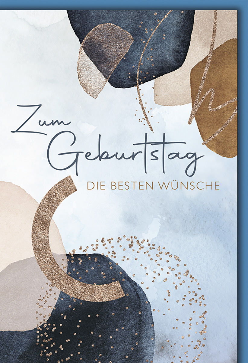 Geburtstagskarte - Elegantes Design mit Goldakzenten und Aquarell-Elementen für stilvolle Grüße