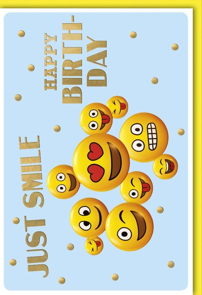 Geburtstagskarte "Just Smile" – Bezaubernde Grußkarte mit elegantem Design & Folienprägung, für herzliche Glückwünsche & unvergessliche Freude