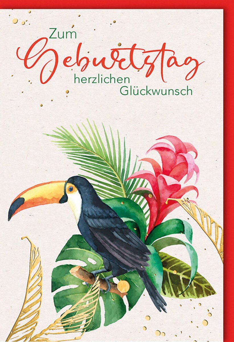 Geburtstagskarte "Herzlichen Glückwunsch" – Elegant & Floral mit Folienprägung auf Naturkarton, inklusive farblich passendem Kuvert