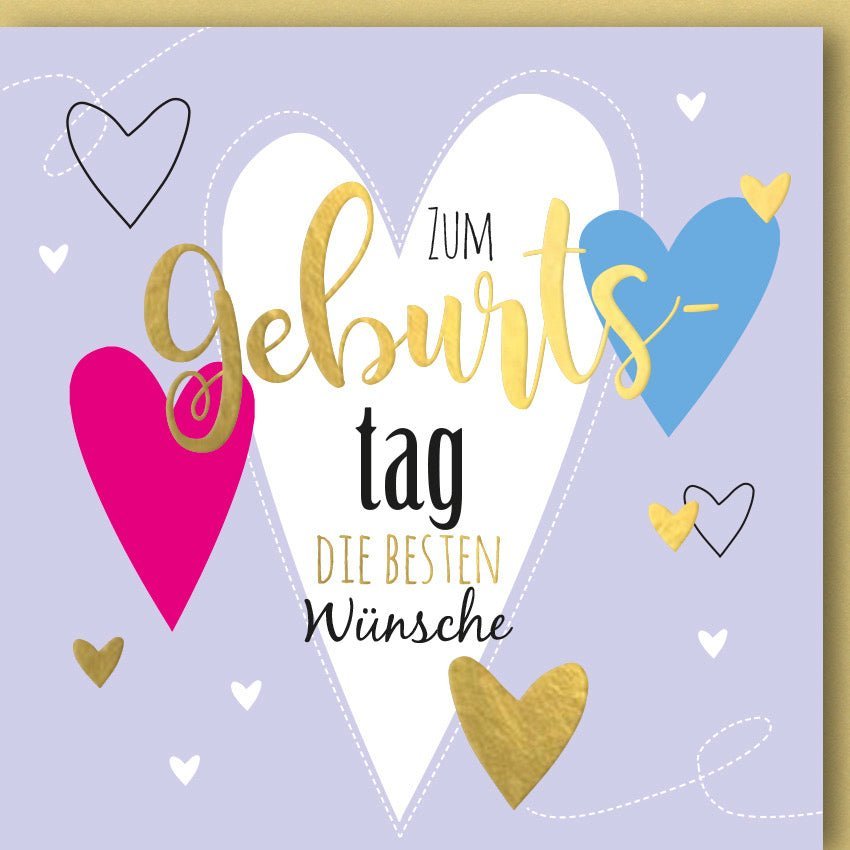 Geburtstagskarte mit Folienprägung & Herzen für besondere Anlässe – Stilvolle Glückwünsche mit Kuvert.