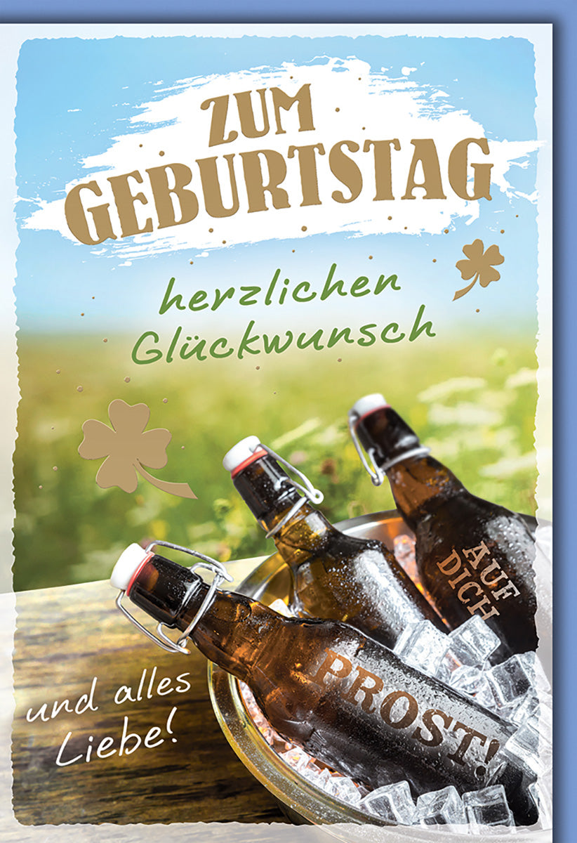 Geburtstagskarte für Männer – Rustikales Biermotiv mit Glückwünschen in erfrischendem Design