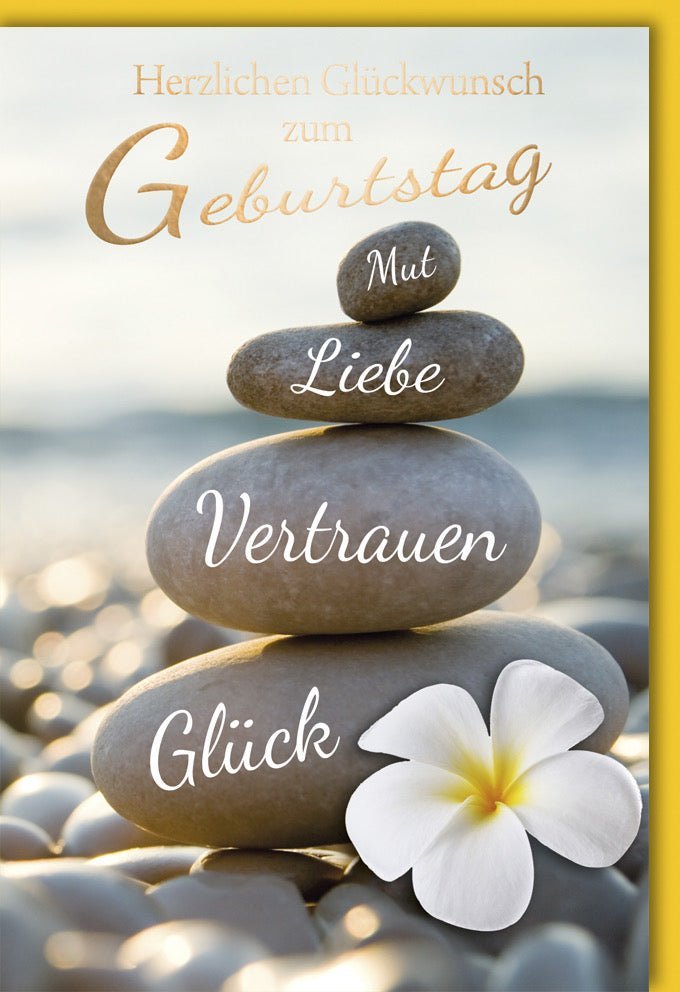 Geburtstagskarte mit Mut, Liebe, Vertrauen & Glück - Elegantes Design mit Folienprägung & Kuvert für besondere Menschen