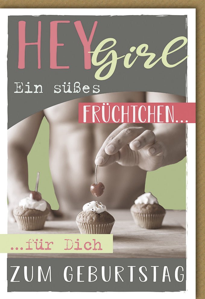 Geburtstagskarte Frauen – Lustiges Cupcake & Früchte Design mit humorvollem Spruch für Freundin, Schwester, Mutter inkl. Kuvert