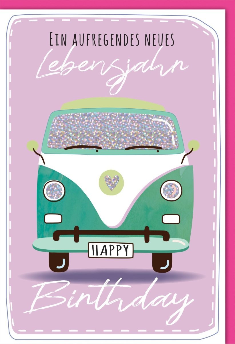 Geburtstagskarte "Ein aufregendes neues Lebensjahr" - Elegantes Design mit Folienglanz und passendem Kuvert für stilvolle Glückwünsche