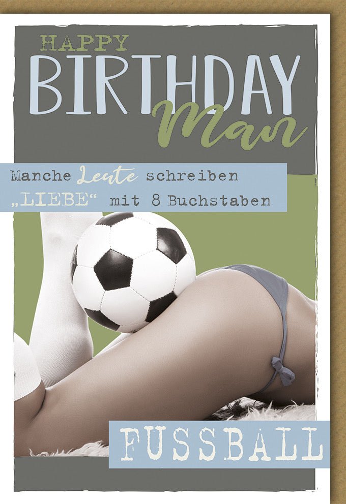 Fußball Geburtstagskarte Männer – Lustiges Sport-Design für Enthusiasten, inkl. Kuvert. Humorvolle Glückwünsche für Fans