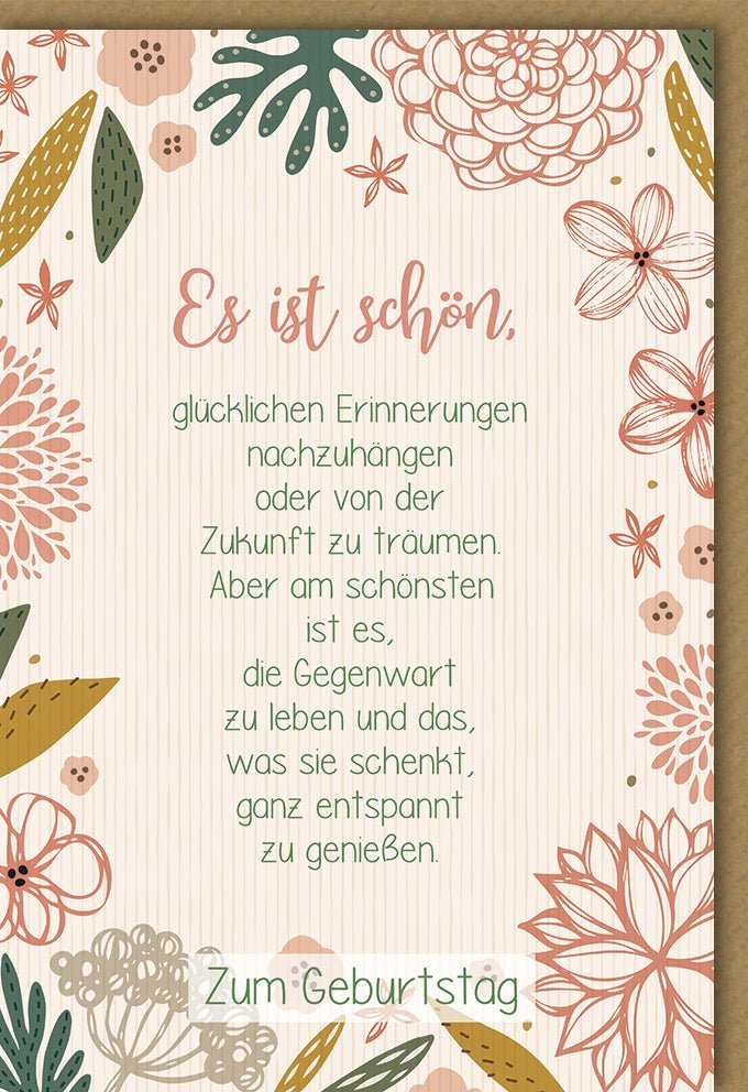 Geburtstagskarte "Es ist schön, glückliche Erinnerungen..." – Emotionales Lied-Design mit Kuvert für besondere Wünsche