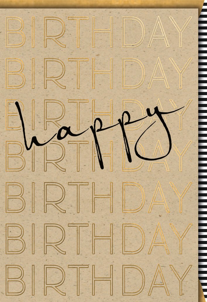 Geburtstagskarte mit goldener Prägung & modernem Kraftpapier-Design – Stilvolle Doppelkarte für herzliche Glückwünsche, inkl. Kuvert