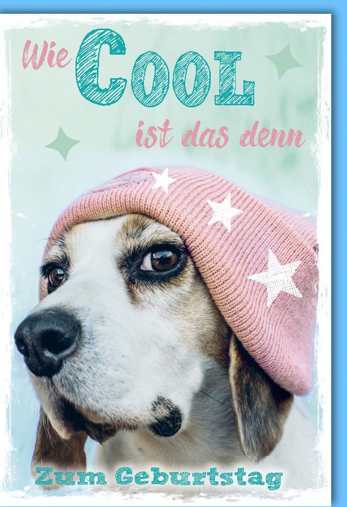 Geburtstagskarte Hund Motiv – Lustige Tier-Glückwünsche "Wie cool ist das denn" mit Kuvert, originell & charmant