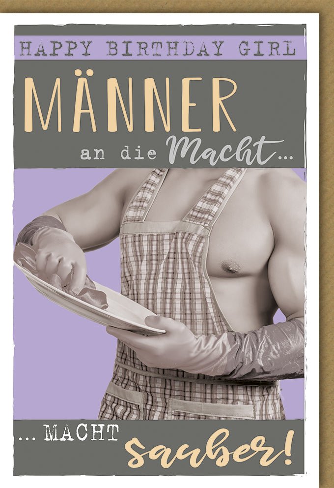 Geburtstagskarte mit Humor: Lustige Sprüche in Lila & Gold für starke Frauen und Männer – Ironisch, feministisch, unvergesslich!