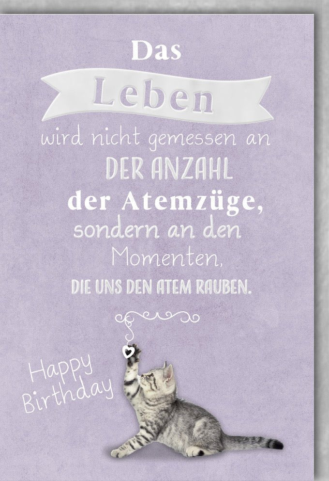 Geburtstagskarte: Lebensmomente – Inspirierender Spruch & Folienprägung, mit Kuvert. Happy Birthday Grußkarte