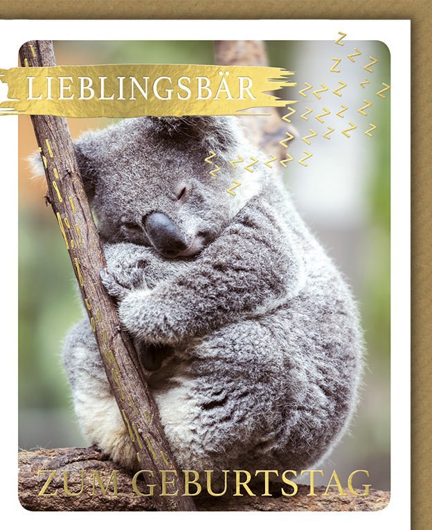 Geburtstagskarte Koala: "Lieblingsbär" Design mit Folienprägung & passendem Kuvert – Herzliche Umarmung für Tierliebhaber