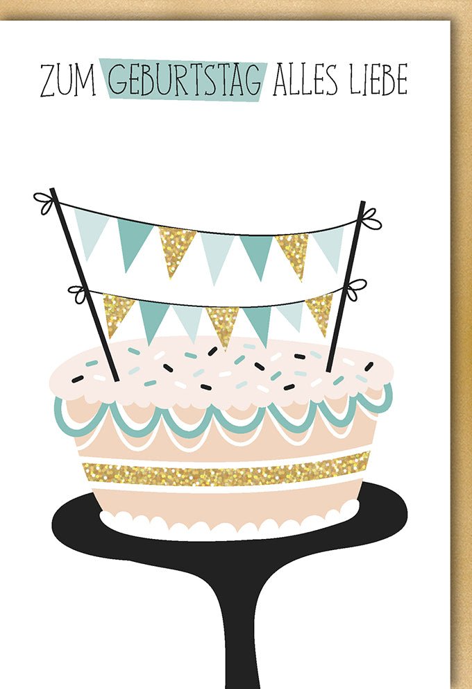 Geburtstagskarte mit Folienprägung - Herzliche Glückwünsche "Alles Liebe" in elegantem Design mit passendem Kuvert