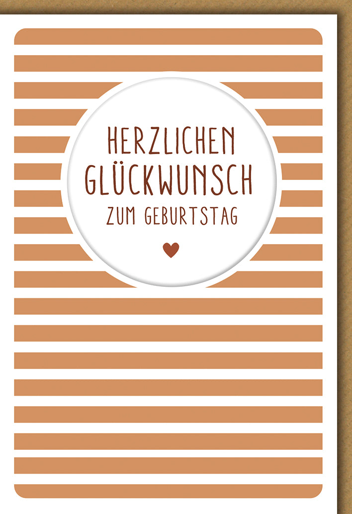 Geburtstagskarte Modern: Elegante braun-weiße Streifen mit zentralem Glückwunsch-Text