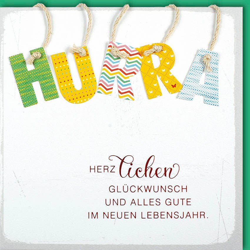 Geburtstagskarte mit Applikation – Herzliche Wünsche für ein neues Lebensjahr. Stilvoll & bedeutungsvoll mit Kuvert.