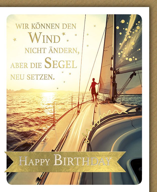 Geburtstagskarte "Wind & Stärke" – Inspirierende maritime Karte mit Folienprägung & Kuvert, für Mut & Zuversicht.