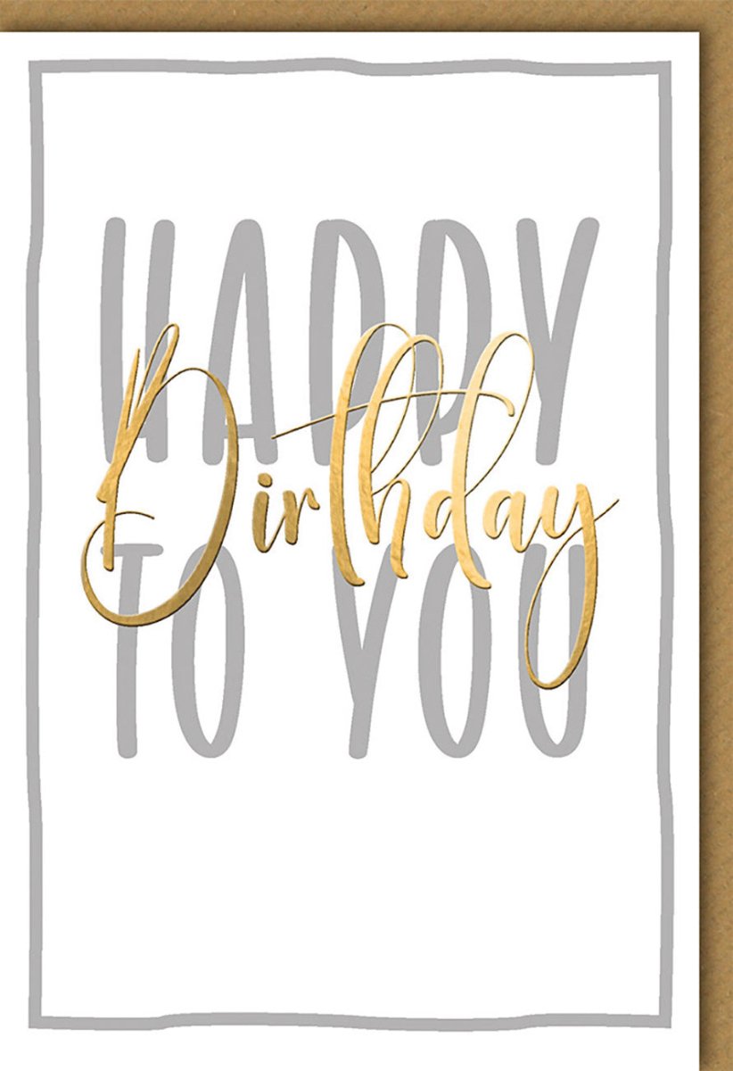 Geburtstagskarte Elegant – Stilvolle Glückwunschkarte mit "Happy Birthday" und Folienprägung auf Naturkarton, inkl. Kuvert