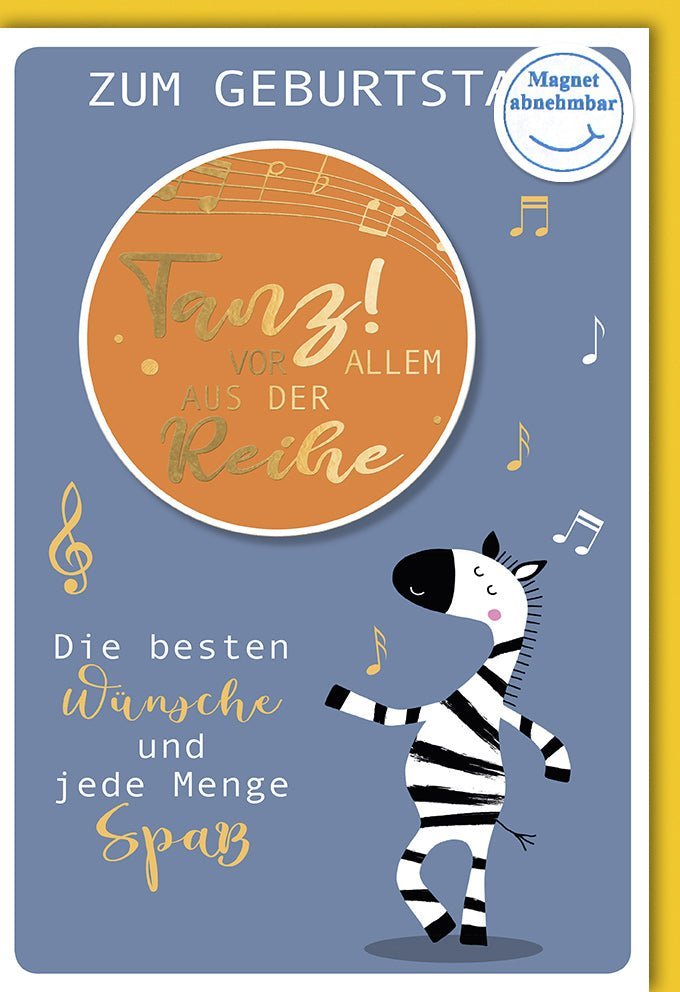 Geburtstagskarte mit Magnet & Folienprägung – Lustiges Zebra-Design für unvergessliche Glücksmomente & Lebensfreude