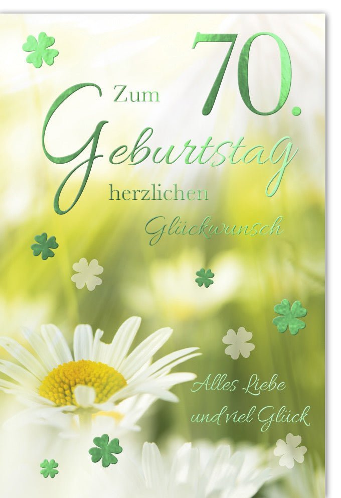70. Geburtstag Grußkarte – Elegante Glückwünsche mit Folienprägung und Kuvert für ein erfülltes Leben