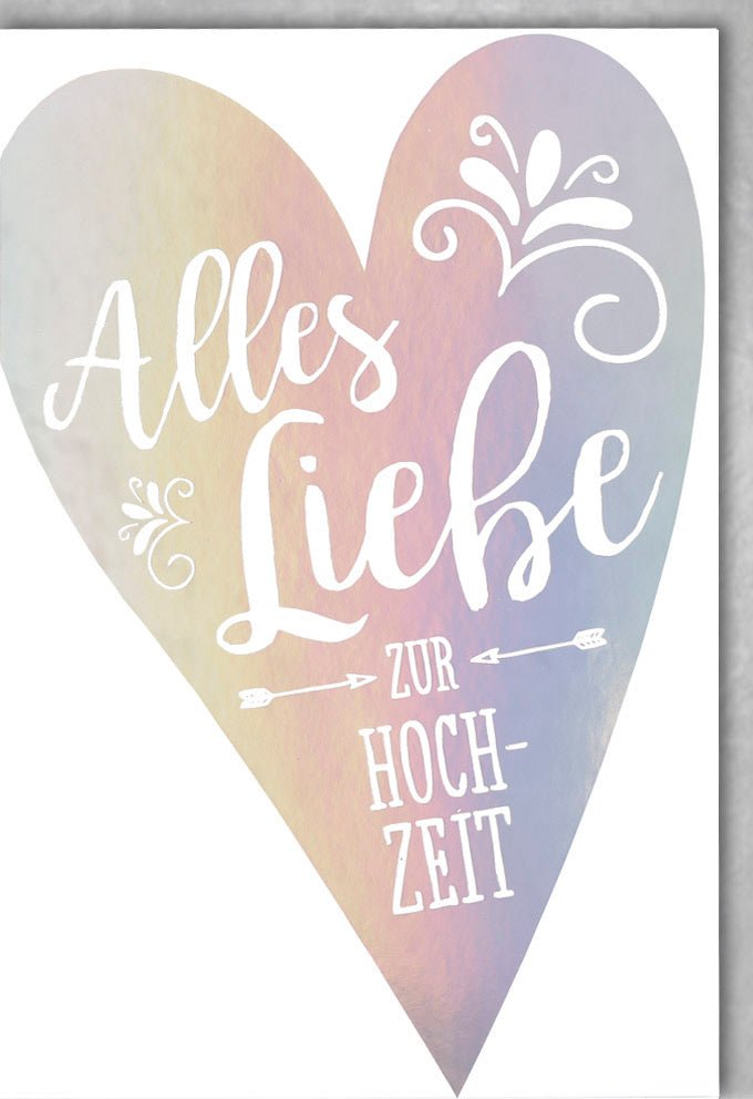 Hochzeitskarte: Elegante Grußkarte mit Folienprägung für Paare, "Alles Liebe zur Hochzeit" Text und passendem Kuvert