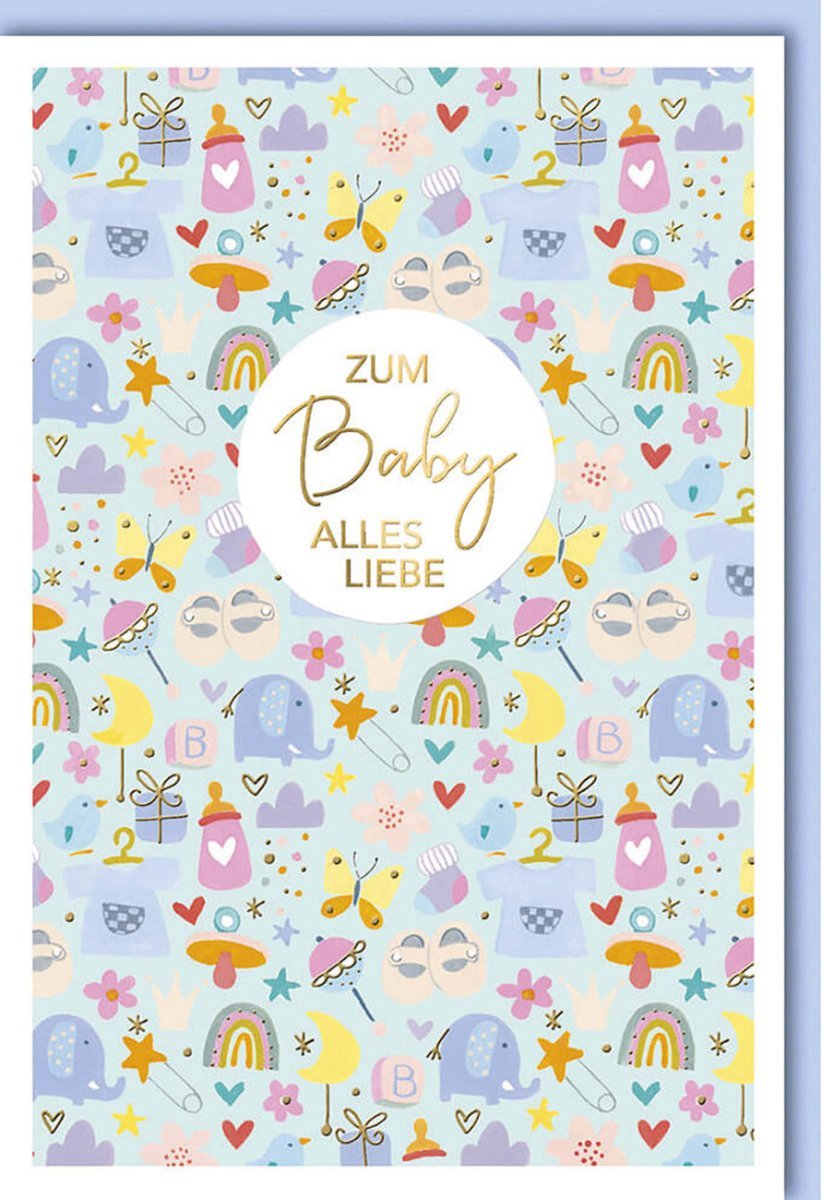Geburtskarte Baby: Liebevolle Glückwünsche mit glänzender Folienprägung – Ideal für Babyparty & bleibende Erinnerung, mit Kuvert
