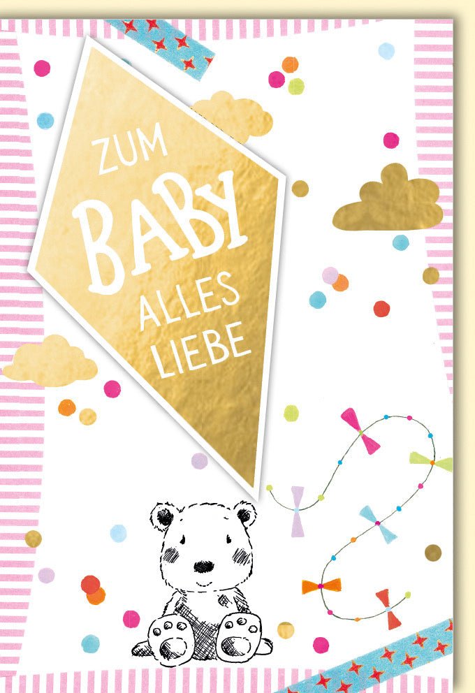 Geburtskarte "Zum Baby alles Liebe" – Zarte Umarmung in Worten, Herzliche Glückwünsche & bleibende Erinnerung, mit passendem Kuvert
