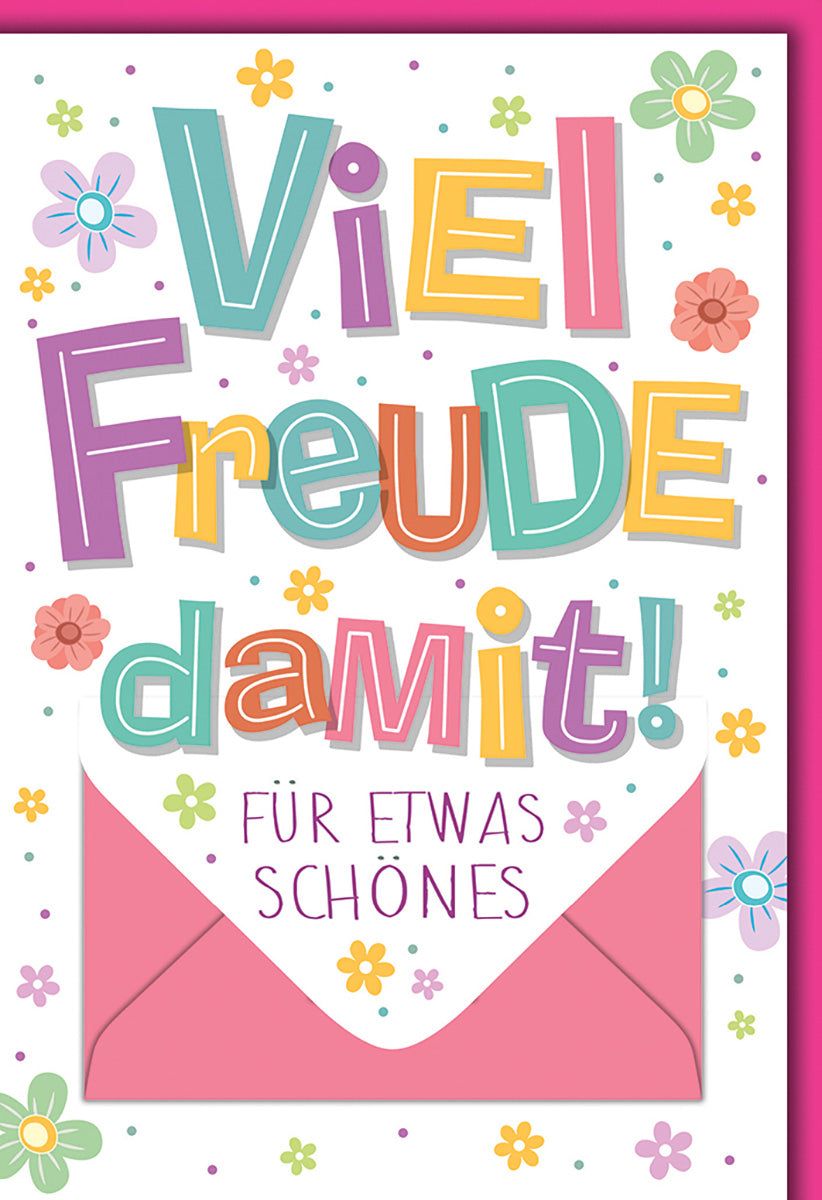 Glückwunschkarte Bunt & Fröhlich mit Blumenmotiv – Viel Freude damit! Perfekt für besondere Anlässe