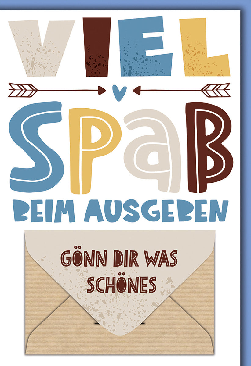 Glückwunschkarte Viel Spaß beim Ausgeben – Bunte, Verspielte Typografie für Shopping-Fans