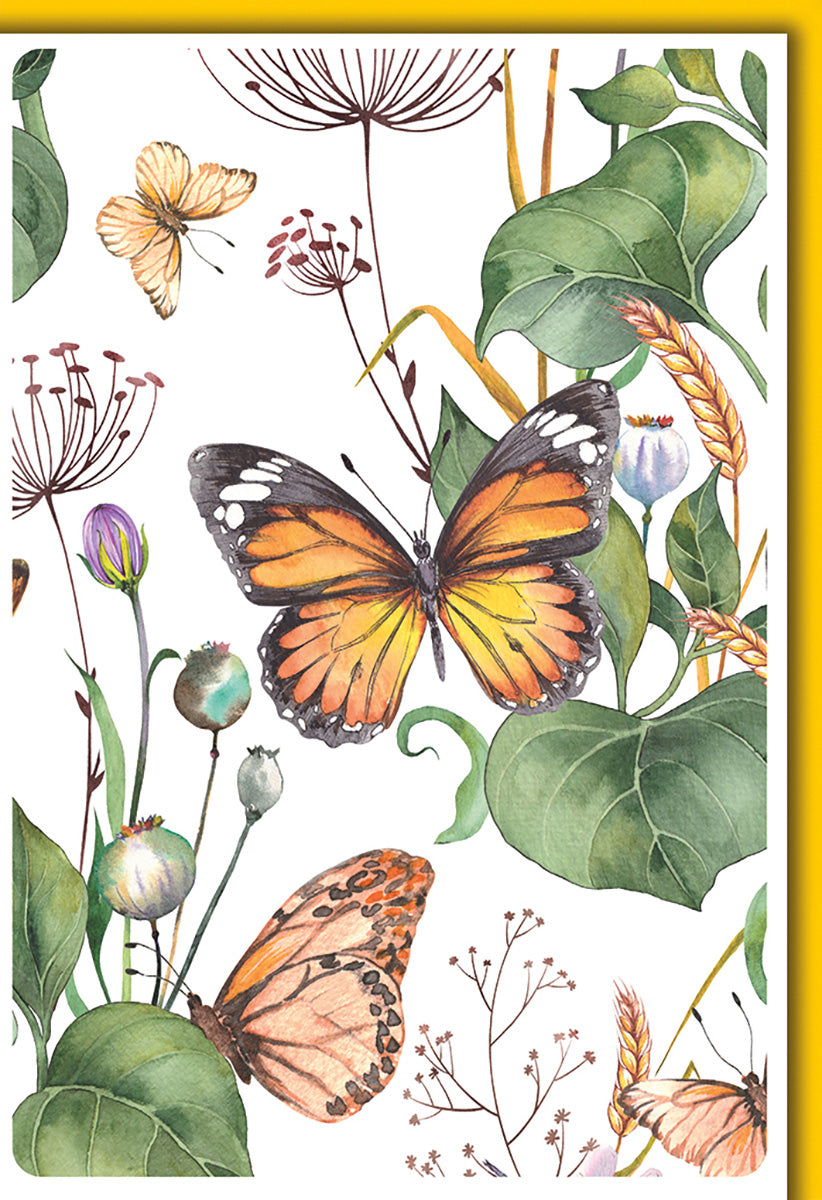 Grußkarte Schmetterling & Blumen Aquarell – Naturmotiv, bunte Falter, ideal für Naturliebhaber