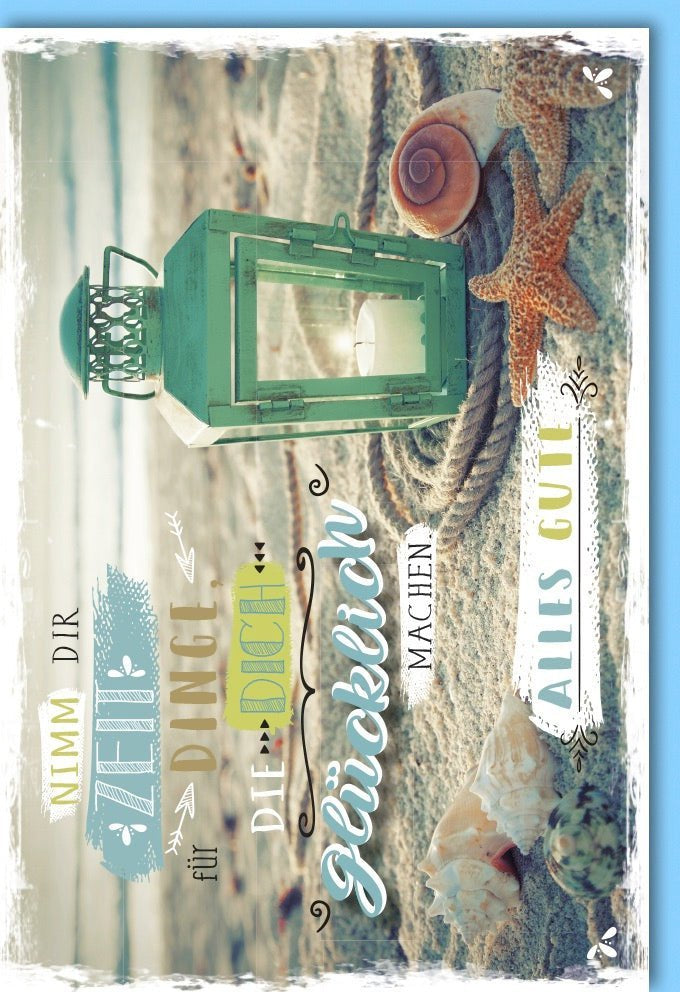 Grußkarte mit Umschlag: "Nimm dir Zeit für Dinge, die dich glücklich machen" – Farfalla Design für Wohlbefinden & Glück