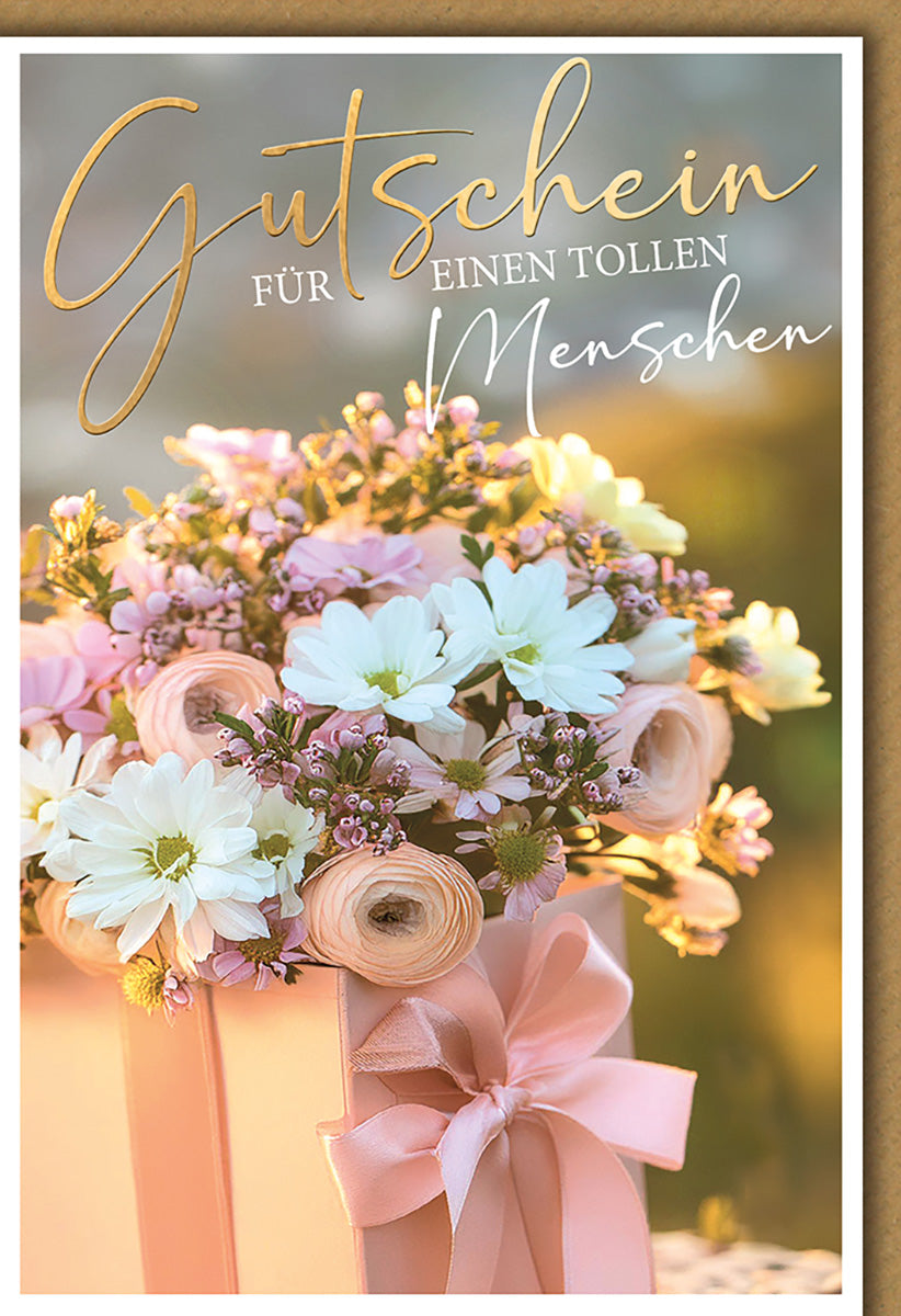Gutscheinkarte für besondere Menschen – Elegante Blumen-Illustration in sanften Pastelltönen