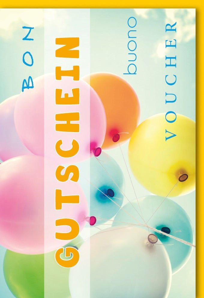 Gutscheinkarte mit Ballons – Bunte Geschenkkarte für Feierlichkeiten & Anlässe, perfekt zum Gratulieren & Verschenken