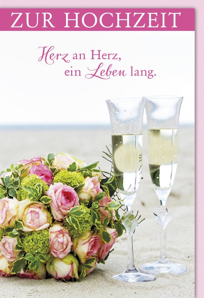 Hochzeitskarte Herz an Herz – Elegantes Design für ewige Liebe & Zusammengehörigkeit, inkl. farblich passendem Kuvert