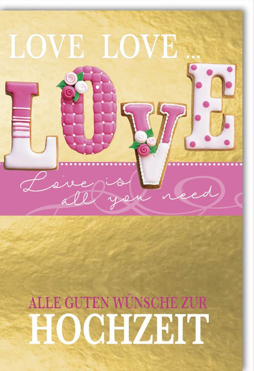 Hochzeitskarte Elegant: Goldherzen, florales Pinkdesign – Blind- & Folienprägung für Liebe & Ehe. Inkl. passendem Kuvert.
