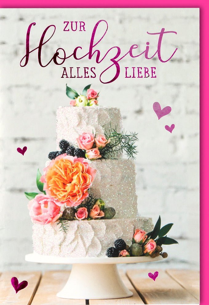 Hochzeitskarte Elegant mit Folienprägung & Glitzerlack – "Zur Hochzeit alles Liebe" für unvergessliche Momente, inkl. Kuvert