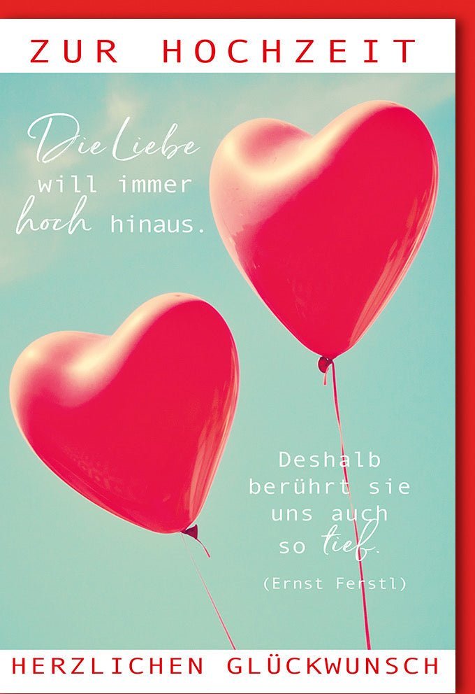Hochzeitskarte "Liebe will hoch hinaus" – Herzliche Glückwünsche für Brautpaare, zeitloses Design mit Kuvert